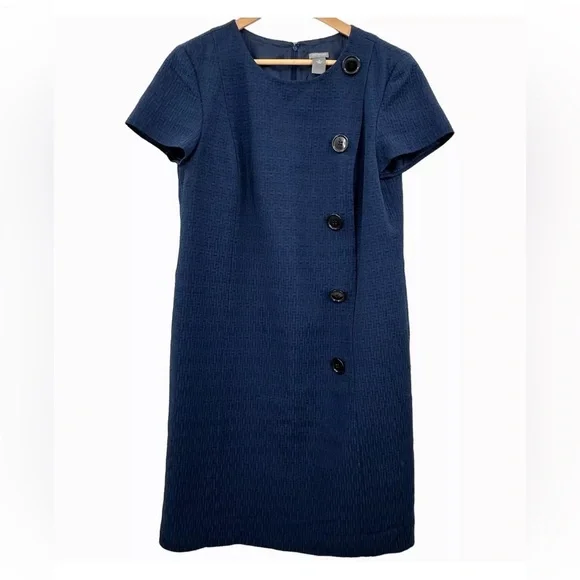 Ann Taylor | Dresses | Ann Taylor Navy Blue Jackie O Mod Style Jacquard  Dress Midi Size 2 Sheath | Poshmark
